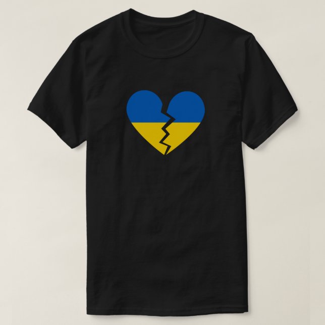 Broken Heart Ukrainian Solidarity T-Shirt (Design Front)