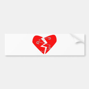 Broken Heart with Safety Pins Bumper Sticker