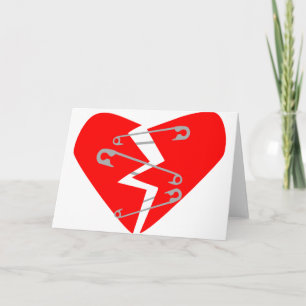 Broken Heart with Safety Pins Holiday Card