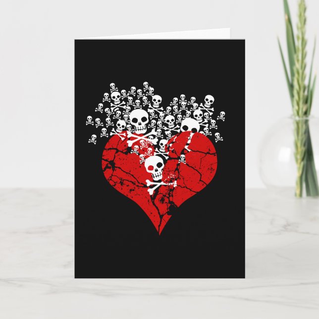 Broken Heart with Skulls Card (Front)