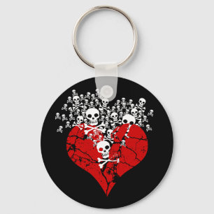 Broken Heart with Skulls Key Ring