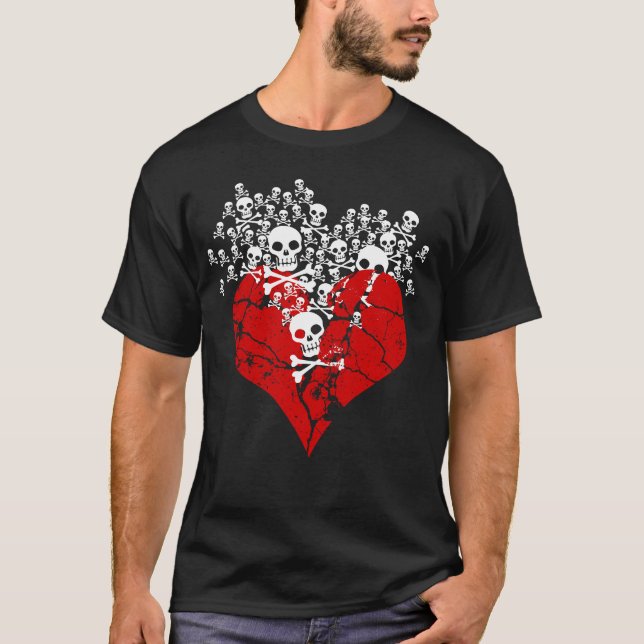 Broken Heart with Skulls T-Shirt (Front)