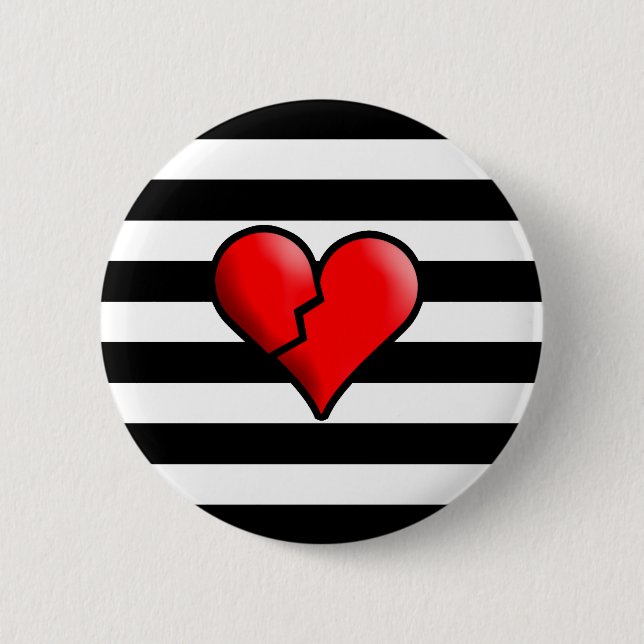 Broken Hearted 6 Cm Round Badge (Front)
