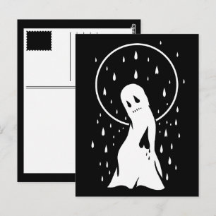 broken hearted ghost in the rain postcard