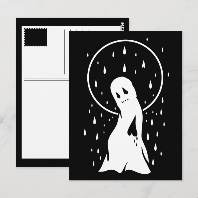 broken hearted ghost in the rain postcard (Front/Back)