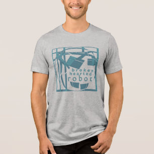 "Broken-hearted Robot" Aqua Blue Humourous Design Tri-Blend Shirt