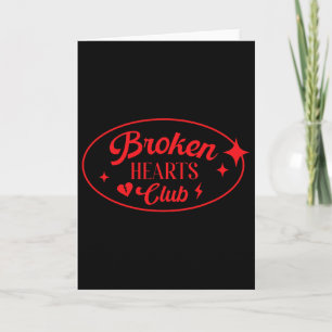 Broken Hearts Club Valentine Retro Alternative Sty Card