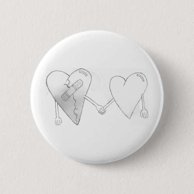 broken hearts do mend 6 cm round badge (Front)