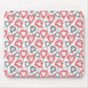 Broken hearts in red and gray on white mouse pad