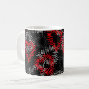 Broken hearts red and grey on black background coffee mug