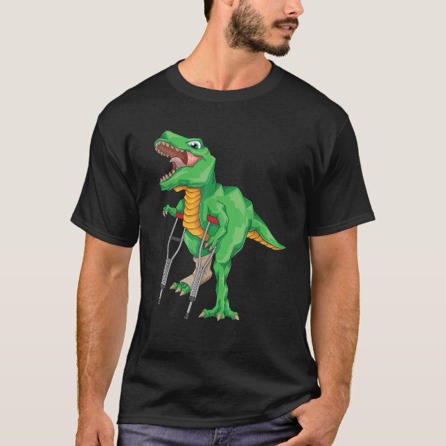 Broken Leg Dinosaur Cute Dino Bone Injury Funny Pa T-Shirt (Front)