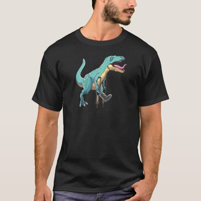 Broken Leg Dinosaur Cute Dino Bone Injury Funny Pa T-Shirt (Front)