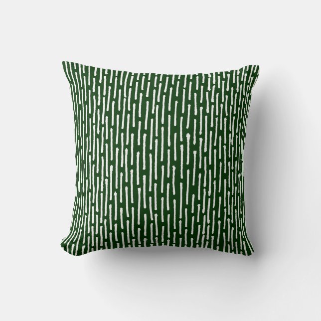 Broken Lines - White on Dk Green Cushion (Front)