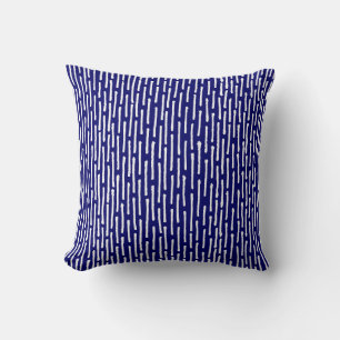Broken Lines - White on Dp Navy Cushion
