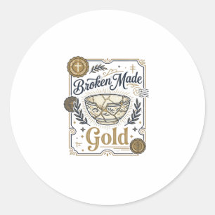 Broken Made Gold Jesus Kintsugi Broken Pottery Chr Classic Round Sticker