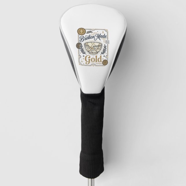Broken Made Gold Jesus Kintsugi Broken Pottery Chr Golf Head Cover (Front)