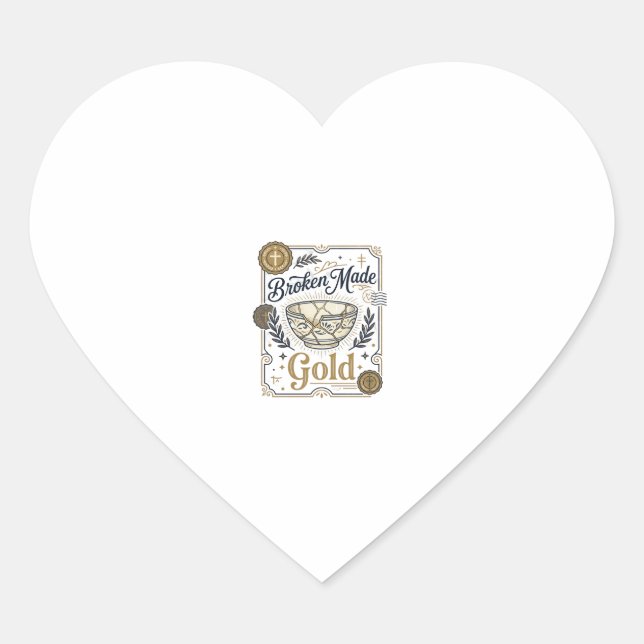 Broken Made Gold Jesus Kintsugi Broken Pottery Chr Heart Sticker (Front)