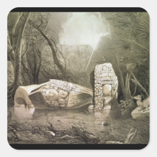 Broken Mayan idol at Copan, Guatemala Square Sticker