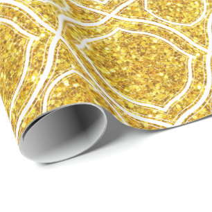 Broken Mirror Glitter And White Geometric Shapes Wrapping Paper