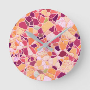 broken mosaic B Round Clock