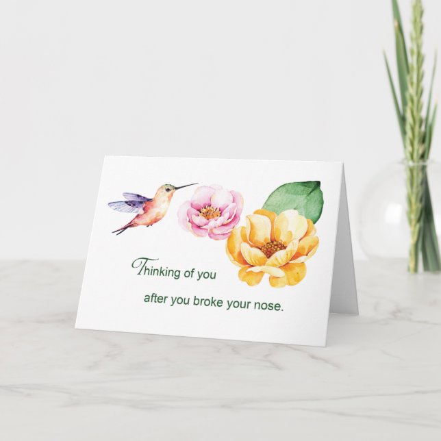 Broken Nose Thinking of You Flowers  Card (Front)