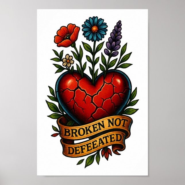 Broken Not Defeated – Poster & PNG Download (Front)