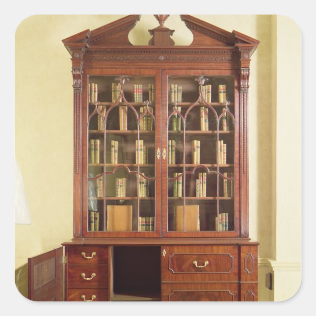 Broken pedimented bureau bookcase square sticker (Front)