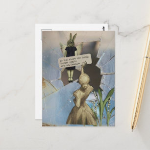 Broken People Are Not Fragile Vintage Collage Blue Postcard