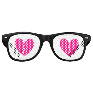 Broken Pink Hearts: Spirited Love & Emotion Design Retro Sunglasses