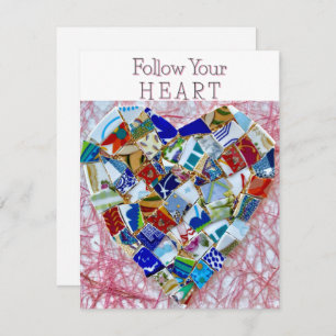 Broken Porcelain Tile Heart Art Greeting Card