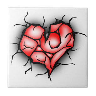 Broken & Shattered Heart Ceramic Tile