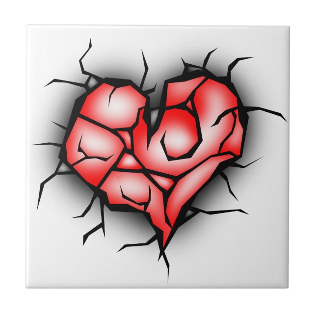 Broken & Shattered Heart Ceramic Tile (Front)