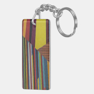 broken stripes and wood key ring