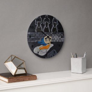 Broken Then Fried Painting by Alfred Fox Large Clock