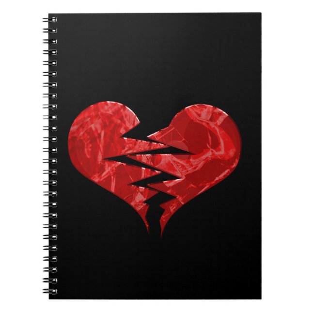 BROKEN TORN RED HEART LOVE EMO ENDS UNHAPPY FEELIN NOTEBOOK (Front)
