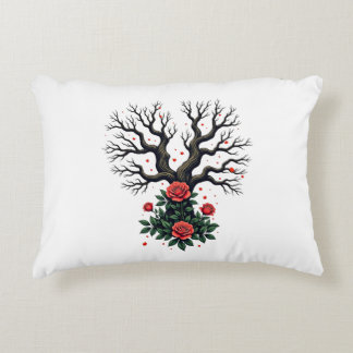 Broken trees and intertwined roses decorative cushion
