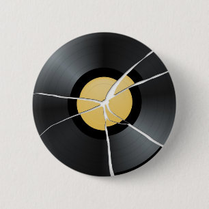 Broken Vinyl Record 6 Cm Round Badge