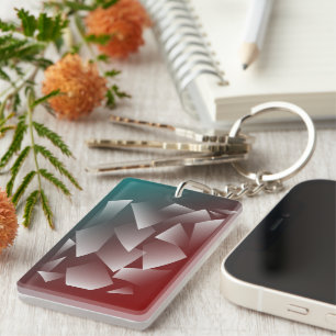 broken white on teal burgundy key ring