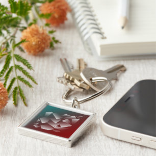 broken white on teal burgundy key ring