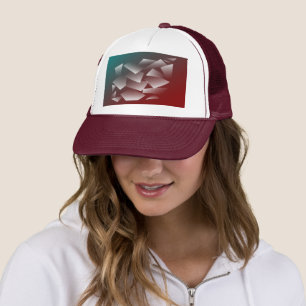 broken white on teal burgundy trucker hat