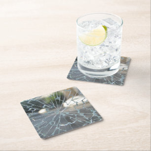 broken window square paper coaster