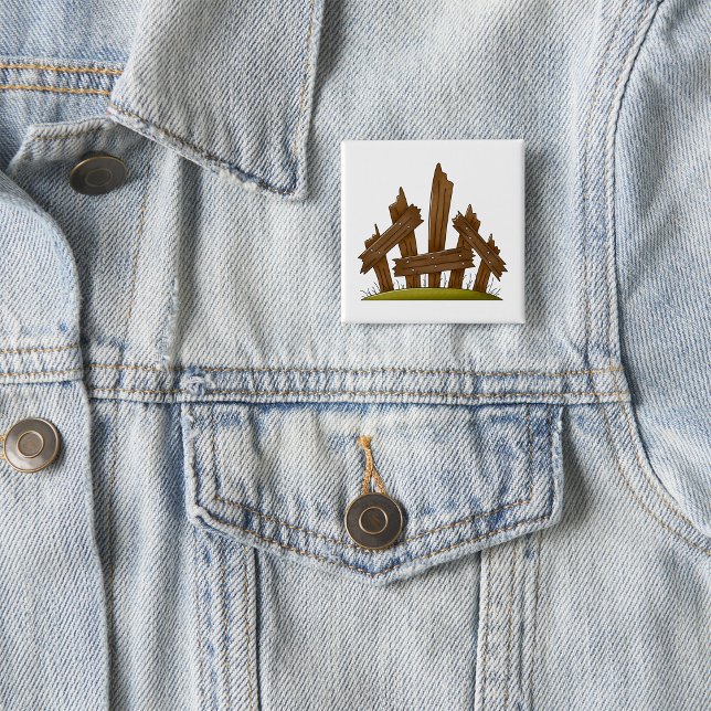 Broken Wooden Fence Rustic Farmyard  15 Cm Square Badge (Creator Uploaded)
