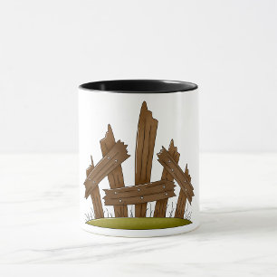 Broken Wooden Fence Rustic Farmyard  Mug