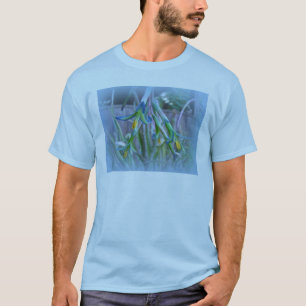Bromeliad Blossoms on Blue T-Shirt