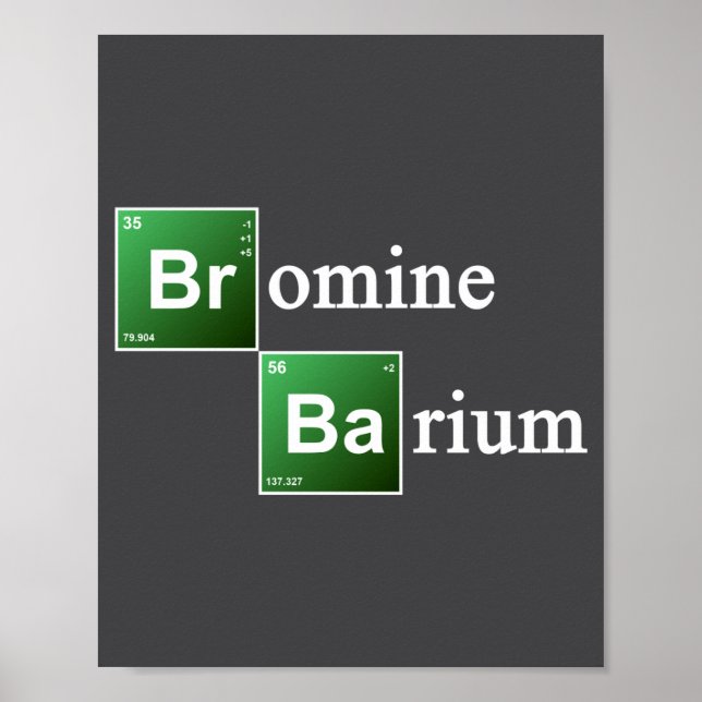 Bromine And Barium Periodic Table Chemistry Elemen Poster (Front)
