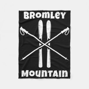 Bromley Mountain Vermont Skier Skiing Skis Ski Dow Fleece Blanket