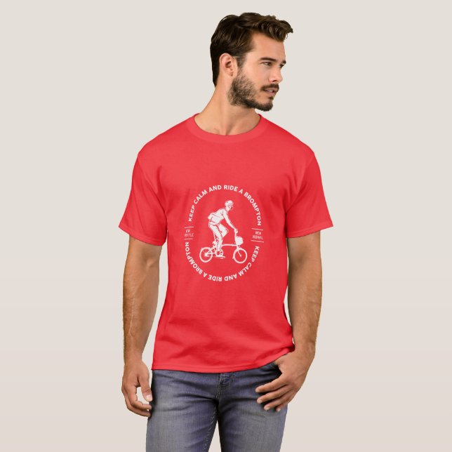 Brompton Tshirt, Keep Calm and Ride a Brompton  T- T-Shirt (Front Full)