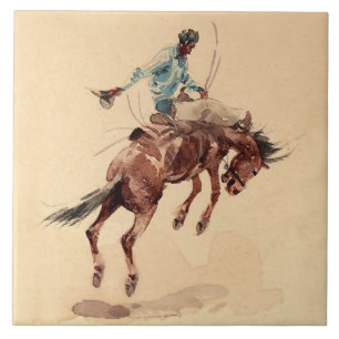 Bronc Rider 2 by Edward Borein Ceramic Tile