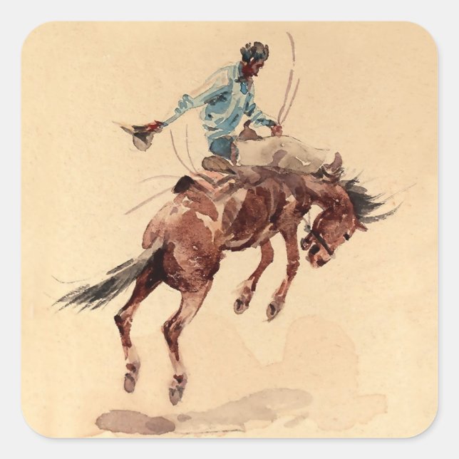 Bronc Rider 2 by Edward Borein Square Sticker (Front)