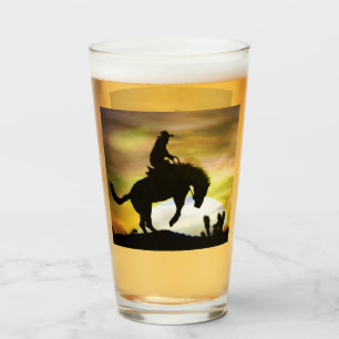 Bronc Rider Cowboy Beer Glass Drinking Glass